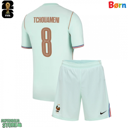 Frankrig Aurelien Tchouameni #8 Replika Babytøj Udebanesæt Børn VM 2026 Kortærmet (+ Korte bukser)